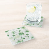 Groen palmstructuurpatroon glazen onderzetter (Schuin)