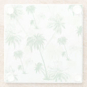 Groen palmstructuurpatroon glazen onderzetter (Achterkant)