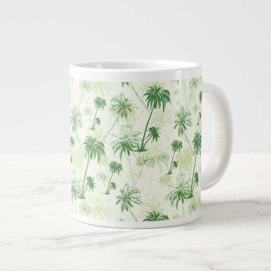 Groen palmstructuurpatroon grote koffiekop (Voorkant rechts)