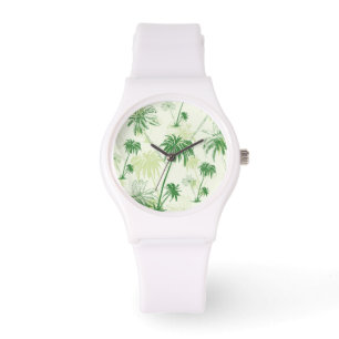 Groen palmstructuurpatroon horloge