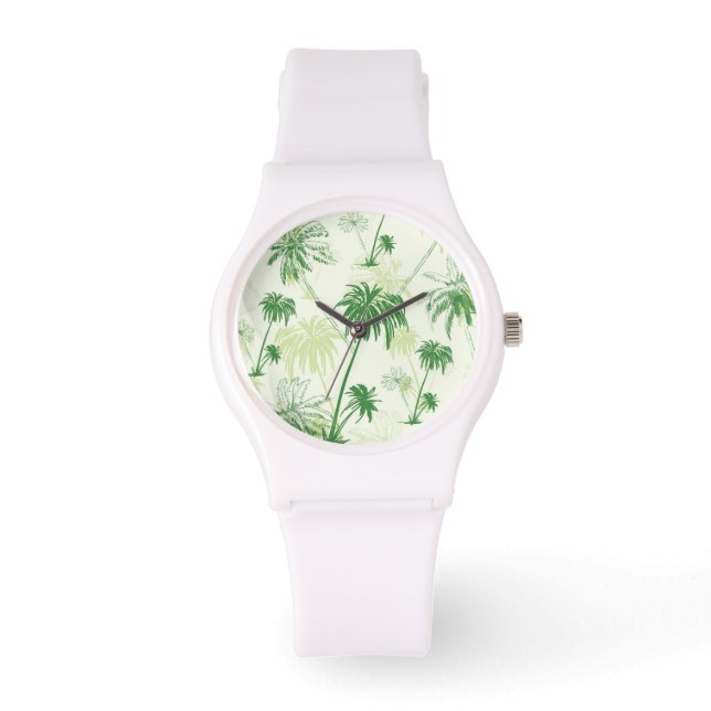 Groen palmstructuurpatroon horloge (Voorkant)