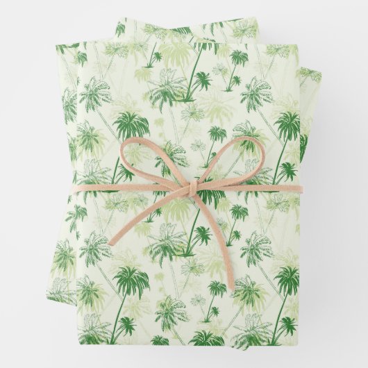 Groen palmstructuurpatroon inpakpapier vel (In situ)