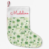Groen palmstructuurpatroon | Jouw namen toevoegen Kleine Kerstsok (Voorkant)