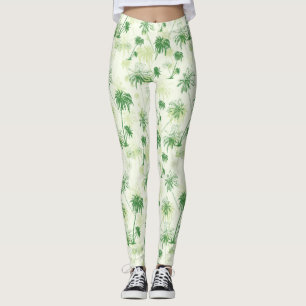 Groen palmstructuurpatroon leggings