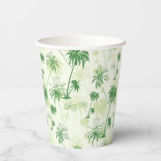 Groen palmstructuurpatroon papieren bekers (Achterkant)