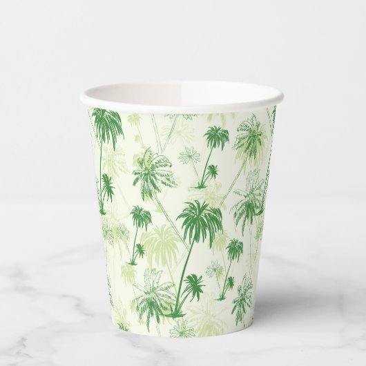 Groen palmstructuurpatroon papieren bekers (Links)