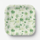 Groen palmstructuurpatroon papieren bordje (Voorkant)