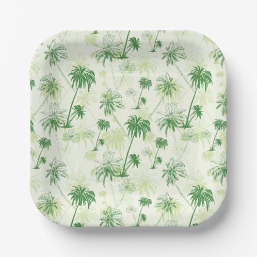 Groen palmstructuurpatroon papieren bordje (Voorkant)