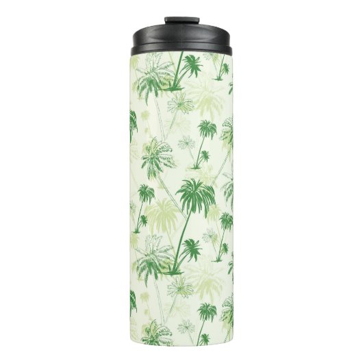 Groen palmstructuurpatroon thermosbeker (Voorkant)