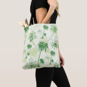 Groen palmstructuurpatroon tote bag (Dichtbij)