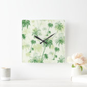 Groen palmstructuurpatroon vierkante klok (Huis)