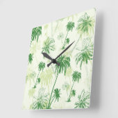 Groen palmstructuurpatroon vierkante klok (Hoek)