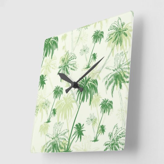 Groen palmstructuurpatroon vierkante klok (Hoek)