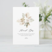 groen pampas bloemendoop bedankje kaart (Staand voorkant)