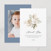 groen pampas bloemendoop bedankje kaart (Voorkant / Achterkant)