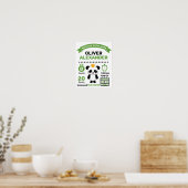Groen Panda Baby Birth Statistics Poster (Keuken)