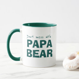 Groen Papa Beer Papa Minimalist Typografie Mok