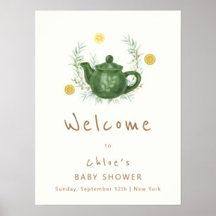  groen Par-Tea Baby shower Welkom Poster