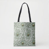 Groen parelpatroon tote bag (Voorkant)