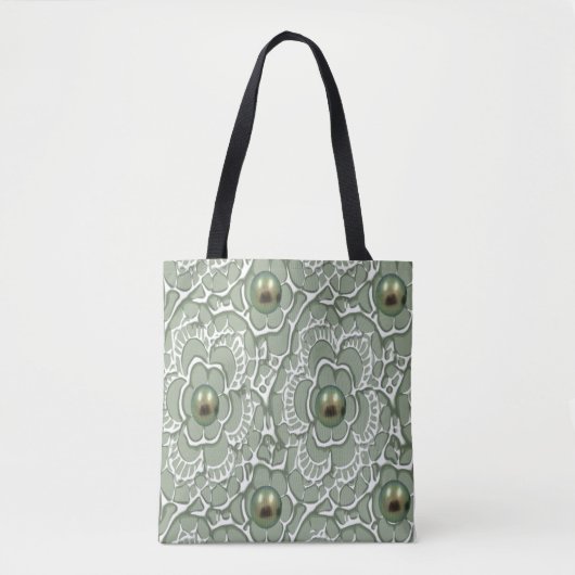 Groen parelpatroon tote bag (Voorkant)