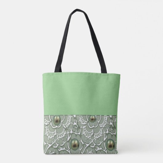 Groen parelpatroon tote bag (Achterkant)