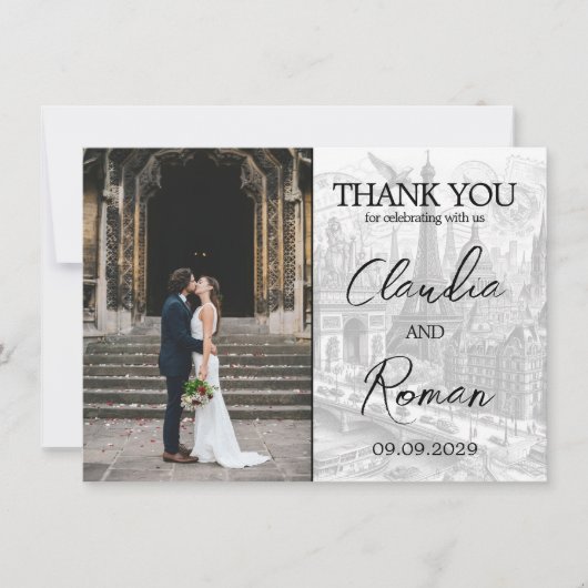 Groen Parijs Paspoort Bedankkaart (Voorkant)