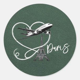Groen Parijs Paspoort Ronde Sticker