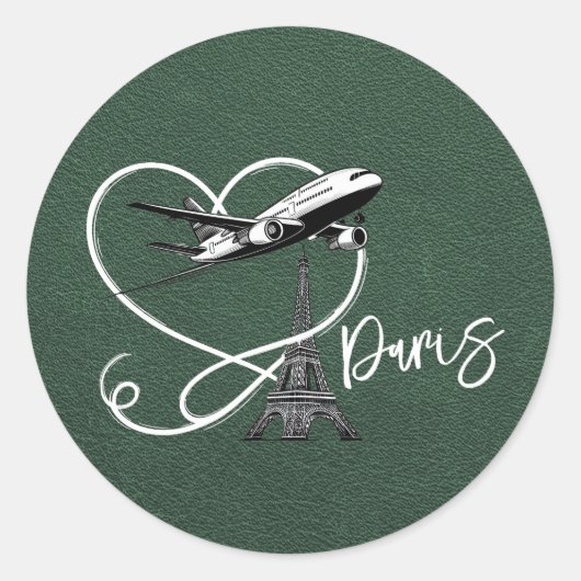 Groen Parijs Paspoort Ronde Sticker (Voorkant)