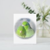 Groen parrotletpaar briefkaart (Staand voorkant)
