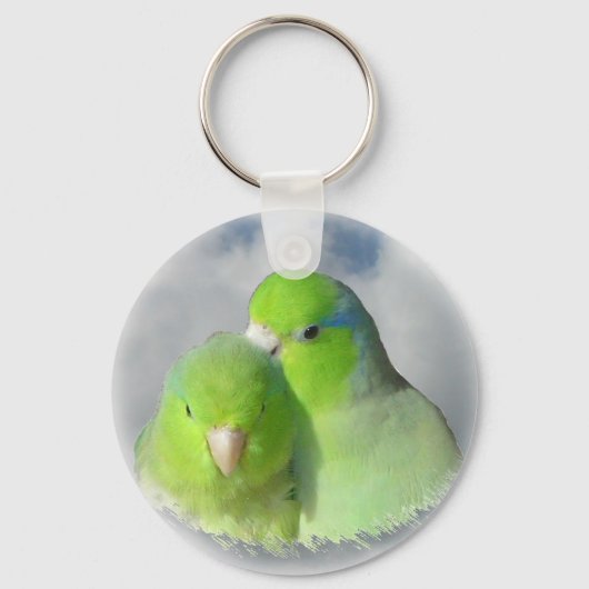 Groen parrotletpaar sleutelhanger (Voorkant)