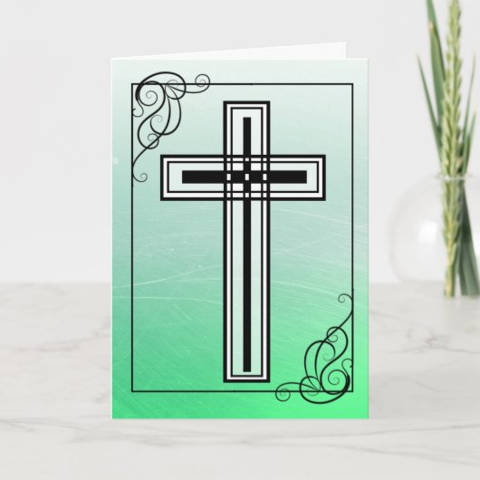 Groen Pasen Religieus Kruis en Quote Kaart (Voorkant)
