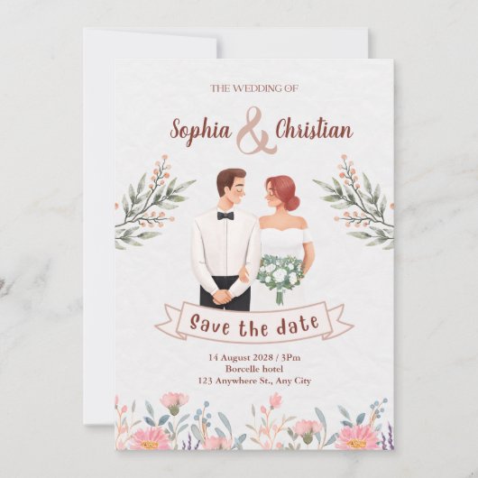 Groen pastei Creative Floral Wedding Invitation Kaart (Voorkant)