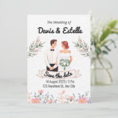 Groen pastei Creative Floral Wedding Invitation Kaart (Staand voorkant)