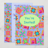 Groen patchwork in Lavender Quilt Block Art Kaart (Voorkant / Achterkant)