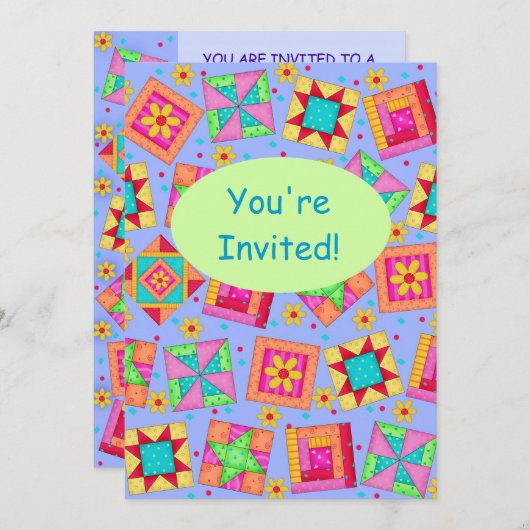 Groen patchwork in Lavender Quilt Block Art Kaart (Voorkant / Achterkant)