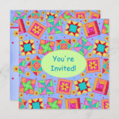 Groen patchwork in Lavender Quilt Block Art Kaart (Voorkant / Achterkant)