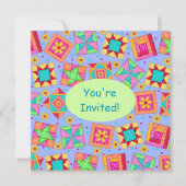 Groen patchwork in Lavender Quilt Block Art Kaart (Voorkant)