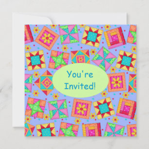Groen patchwork in Lavender Quilt Block Art Kaart