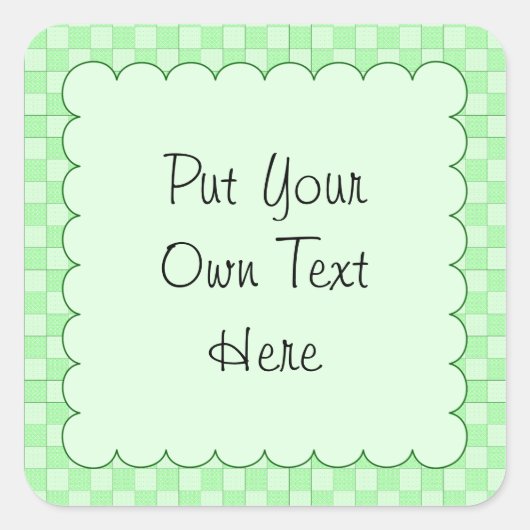 Groen patchworkpatroon vierkante sticker (Voorkant)