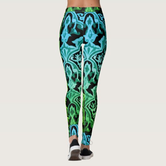 Groen patroon Elegant Damask Leggings (Achterkant)
