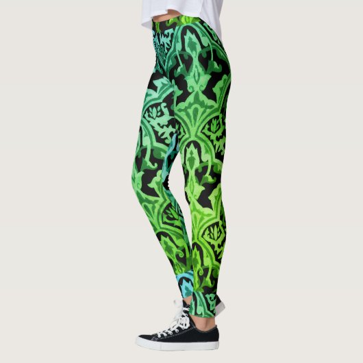 Groen patroon Elegant Damask Leggings (Links)