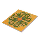 Groen Patroon en Oranje Retro Tegels Tegeltje (Zijkant)