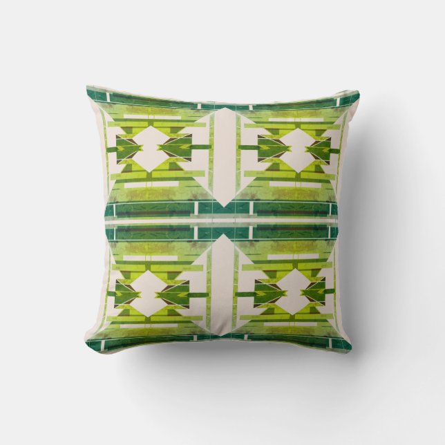 Groen patroon Grote Tegel Zuidwest Art Motief Kussen (Voorkant)