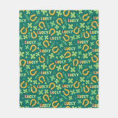 Groen patroon Iers LUCKY Fleece Deken (Voorkant)