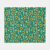 Groen patroon Iers LUCKY Fleece Deken (Voorkant (Horizontaal))