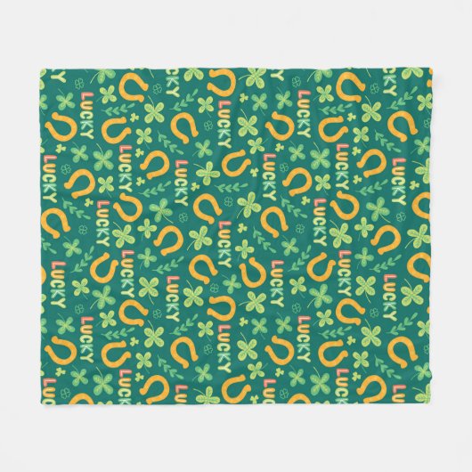 Groen patroon Iers LUCKY Fleece Deken (Voorkant (Horizontaal))