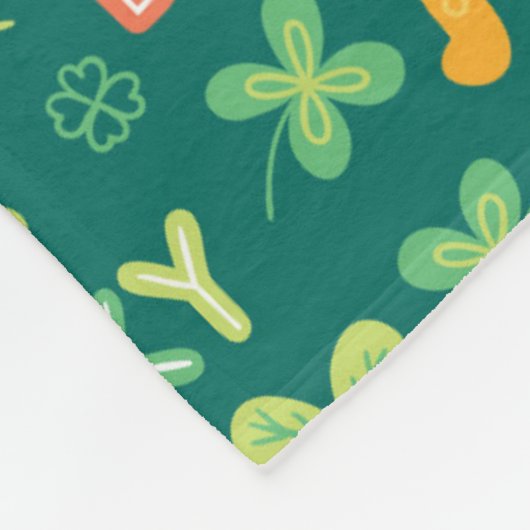 Groen patroon Iers LUCKY Fleece Deken (Hoek)