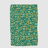 Groen patroon Iers LUCKY Golfhanddoek (Voorkant)