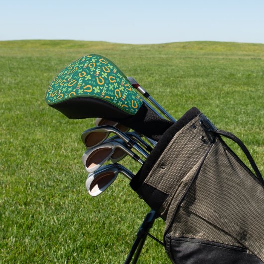 Groen patroon Iers LUCKY Golfheadcover (Insitu)