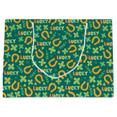 Groen patroon Iers LUCKY Groot Cadeauzakje (Voorkant)